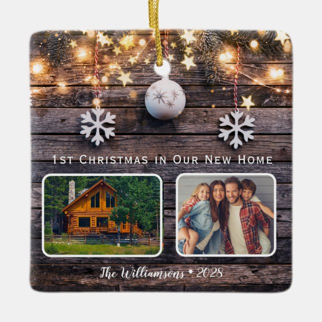 Ornamento De Cerâmica Luzes de Madeira Rustic 2 Fotografia Nova Casa (Frente)