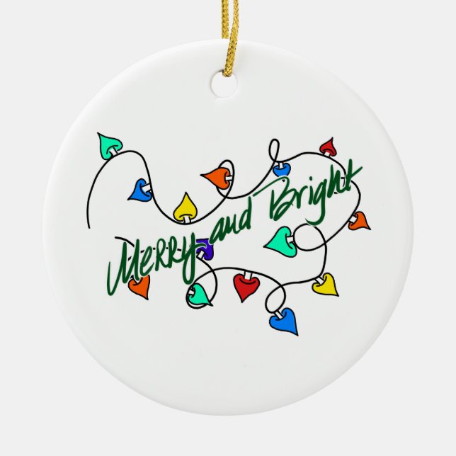 Ornamento De Cerâmica Luzes de Natal (Frente)