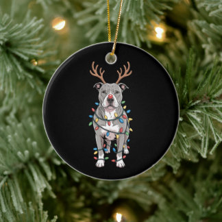 Ornamento De Cerâmica Luzes de Natal Antílope de Rena Pit Bull de Natal