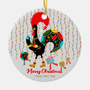 Ornamento De Cerâmica Luzes de Natal, baubles, presentes e galos
