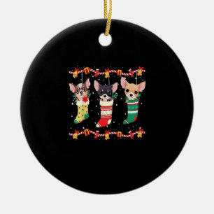 Ornamento De Cerâmica Luzes de Natal Chihuahua Funny Xmas Dog Lover Es