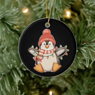 Ornamento De Cerâmica Luzes de Natal de Cordão com Chapéu de Papai Noel