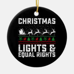 Ornamento De Cerâmica Luzes de Natal e Igualdade de Direitos Feminista