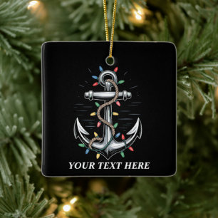 Ornamento De Cerâmica Luzes de Natal Personalizadas Embarcações à Vela