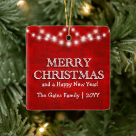 Ornamento De Cerâmica Luzes de Natal Simples e Personalizadas