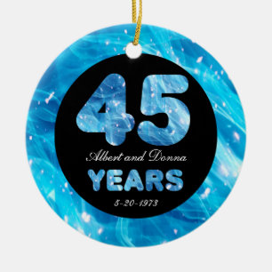 Ornamento De Cerâmica Luzes do Partido Sapphire do 45º aniversário do ca