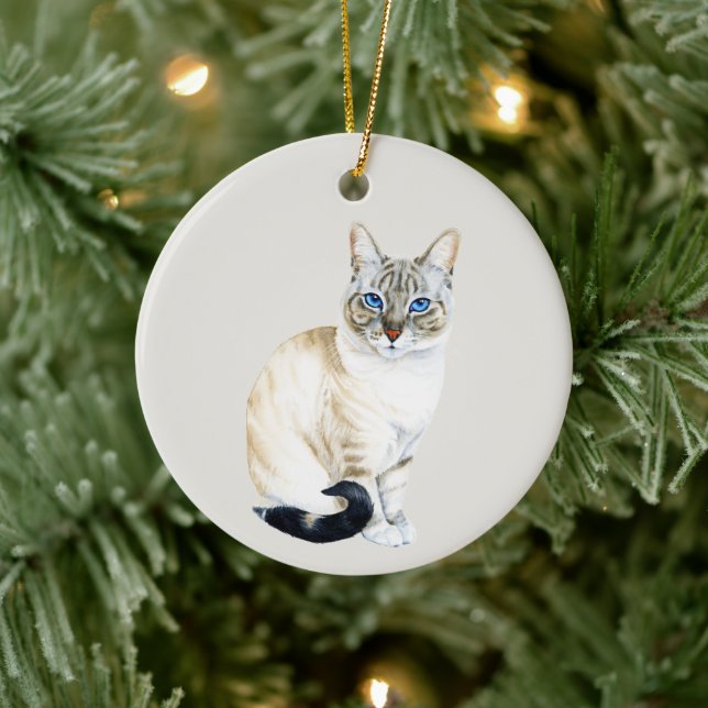Ornamento De Cerâmica Lynx Point Siamese Cat Personalizado Natal (Árvore)