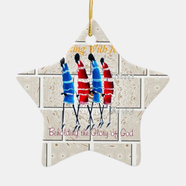 Ornamento De Cerâmica Maasai Morans Christian Art Impressão (Frente)