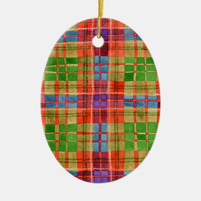Ornamento De Cerâmica MAC RAE TARTAN Cerâmica Oval Ornament (Frente)