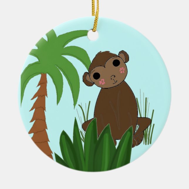 Ornamento De Cerâmica Macaco-Bebê (Frente)