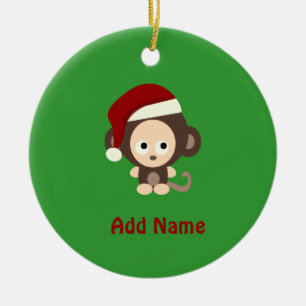 Ornamento De Cerâmica Macaco de Natal bonito