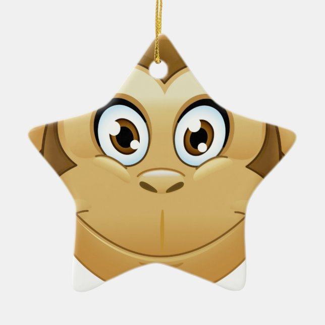 Ornamento De Cerâmica macaco emoji (Frente)