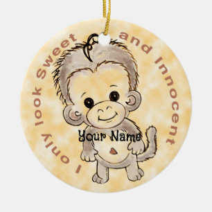 Ornamento De Cerâmica Macaco Inocente