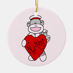 Ornamento De Cerâmica Macaco Sock, adoro camisetas e presentes