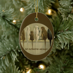 Ornamento De Cerâmica Macacos - Aniversário Comercial do Grupo Personali
