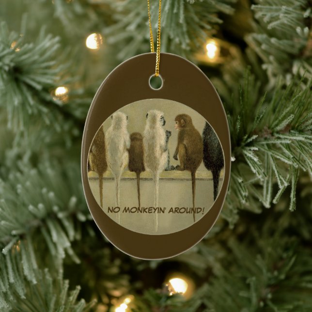 Ornamento De Cerâmica Macacos - Aniversário Comercial do Grupo Personali (Árvore)