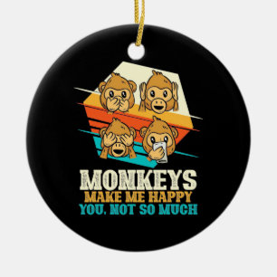 Ornamento De Cerâmica Macacos Me Fazem Feliz