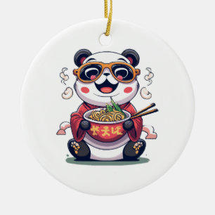 Ornamento De Cerâmica Macarrão Panda