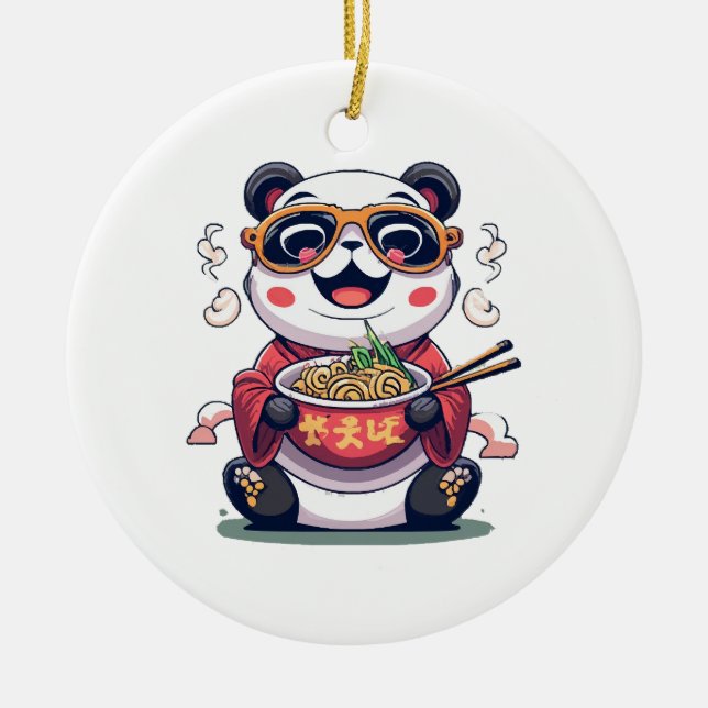 Ornamento De Cerâmica Macarrão Panda (Frente)