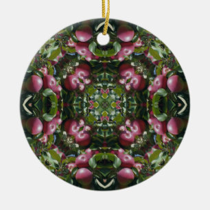 Ornamento De Cerâmica Maçãs Vermelhas Caleidoscópio Natureza Ornament
