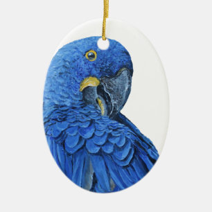 Ornamento De Cerâmica Macaw azul brilhante do jacinto