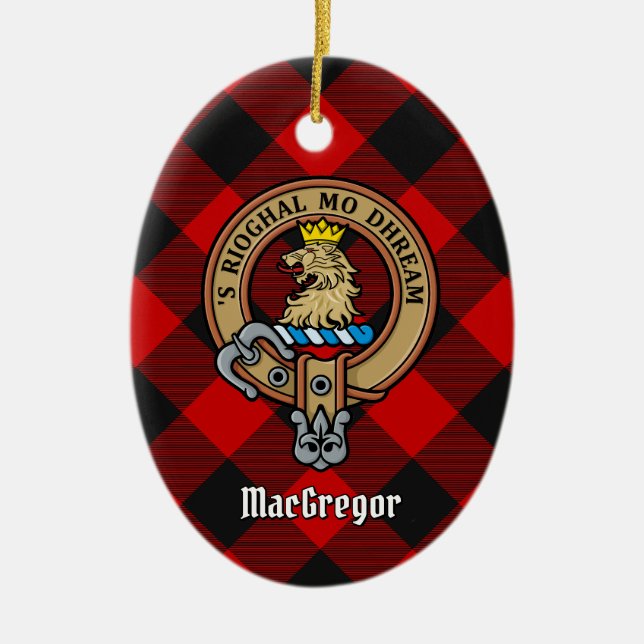 Ornamento De Cerâmica MacGregor Crest sobre Rob Roy Tartan (Frente)