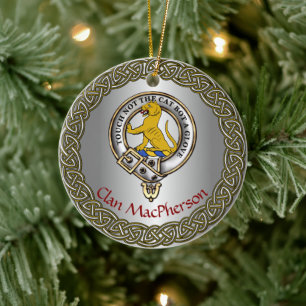 Ornamento De Cerâmica MacPherson Clan Emblema/Tartan Thistle Personaliza