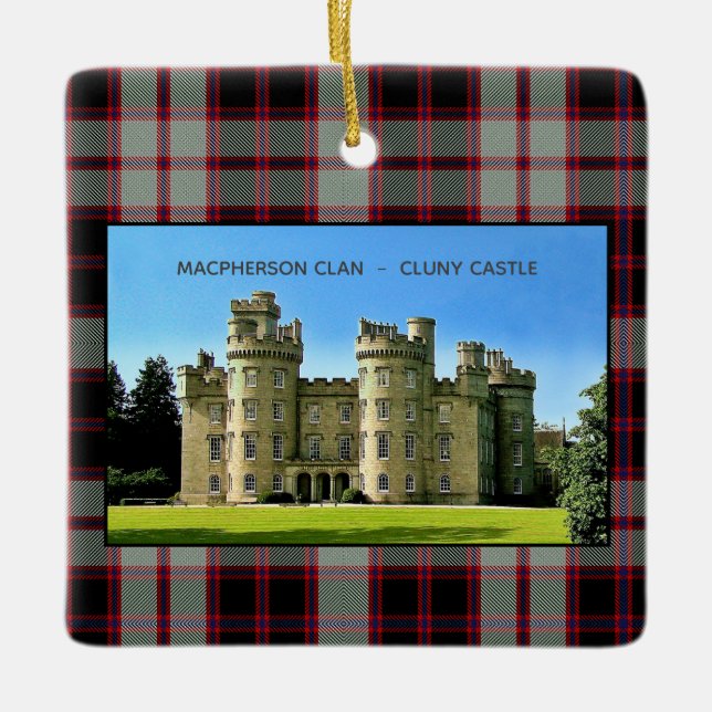 Ornamento De Cerâmica Macpherson Scottish Clan Cluny Castle Xmas (Frente)