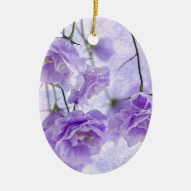 Ornamento De Cerâmica Macro Flores de Campanela Roxas (Frente)