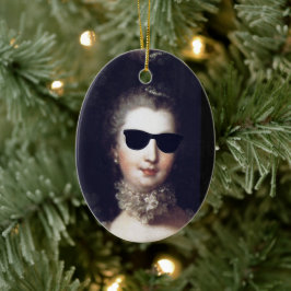 Ornamento De Cerâmica ♥ Madame de Pompadour with sunglasses crazy ♥
