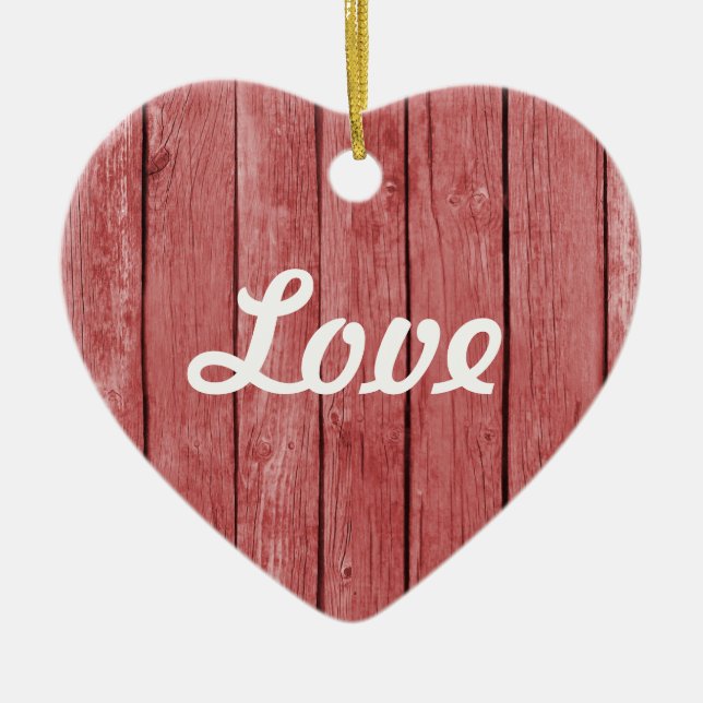 Ornamento De Cerâmica Madeira Chic Red Rustic (Frente)