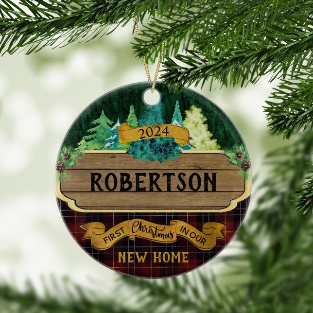 Ornamento De Cerâmica Madeira russa Primeiro Natal Nova Casa (Criador carregado)