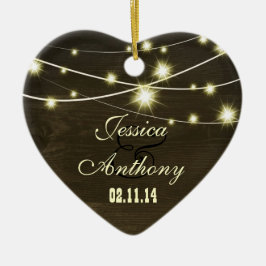 Ornamento De Cerâmica madeira rustica com fio de luz