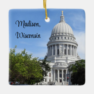 Ornamento De Cerâmica Madison, Wisconsin Capital Natal