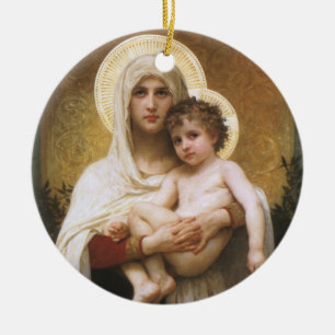 Ornamento De Cerâmica Madona dos Rosas de Bouguereau