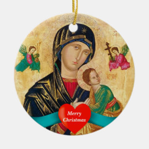 Ornamento De Cerâmica Madona e criança Natal