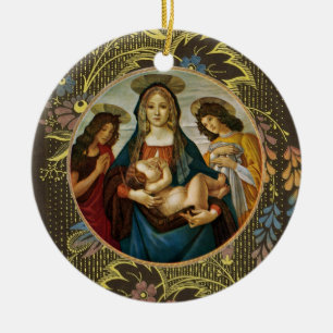 Ornamento De Cerâmica Madona e Menino de Botticelli