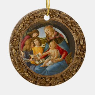 Ornamento De Cerâmica Madona Magnificat Botticelli Menino 3 Anjos Livro