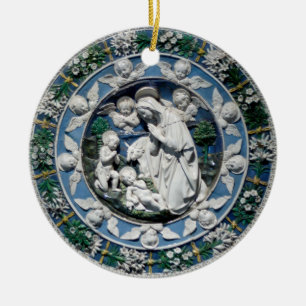 Ornamento De Cerâmica Madonna Adoring the Child por Della Robbia