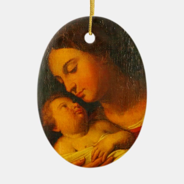 Ornamento De Cerâmica Madonna & Child - Anton Raphael Mengs (Frente)