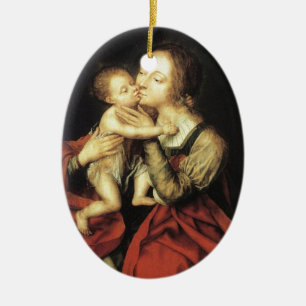 ORNAMENTO DE CERÂMICA MADONNA E CRIANÇA
