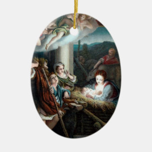 Ornamento De Cerâmica Madonna e criança no comedoiro