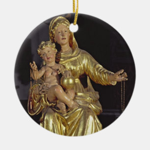 Ornamento De Cerâmica Madonna e criança, século XVII (madeira dourada)