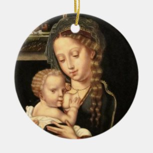 Ornamento De Cerâmica Madonna e cuidados da criança