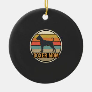 Ornamento De Cerâmica Mãe Boxer Pôr do Sol Retro Cachorro