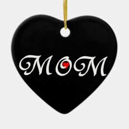 Ornamento De Cerâmica Mãe com coração vermelho