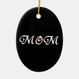 Ornamento De Cerâmica Mãe com coração vermelho