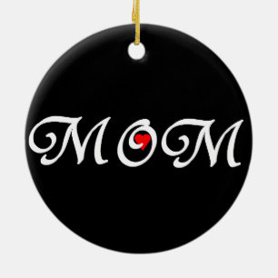 Ornamento De Cerâmica Mãe com coração vermelho