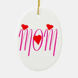 Ornamento De Cerâmica Mãe com Corações Vermelhos