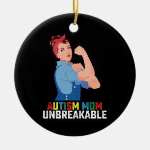 Ornamento De Cerâmica Mãe de Autista Inquebrantável Orgulhosa Família Au